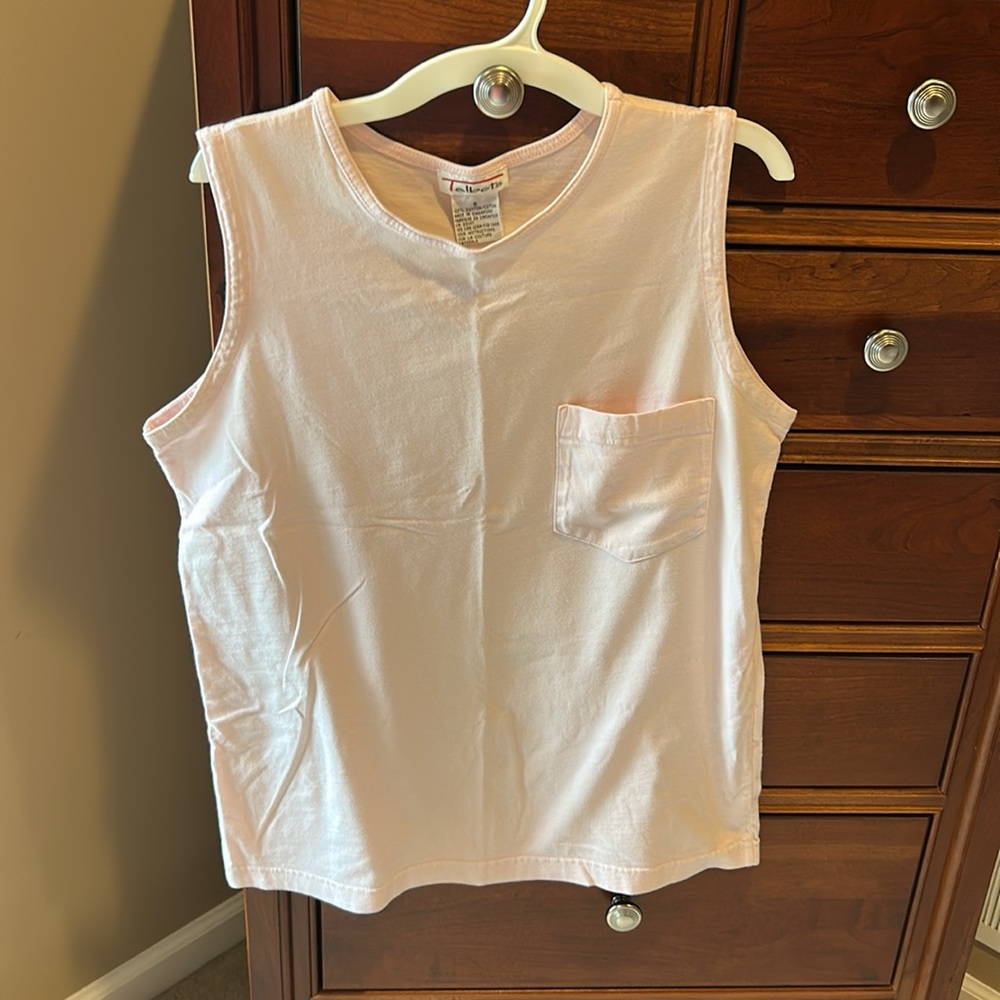 Talbots Pink Tank Top, size small, has front pocket, sleeveless, 100% cotton - Picture 4 of 5